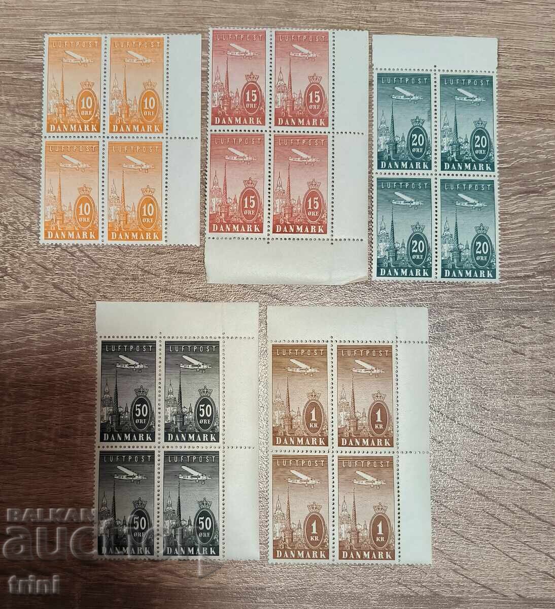 Auction  Denmark 1934 Airmail Complete Set MNH Carriages