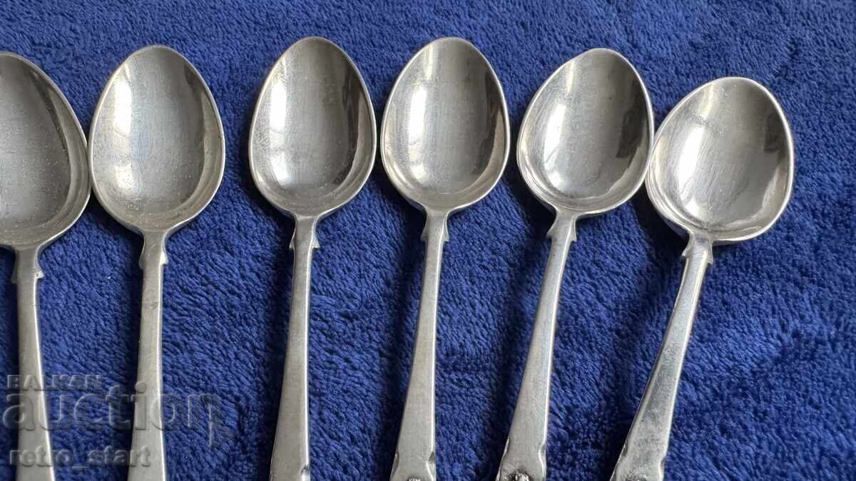 Сребърни лъжички 6 броя, проба 800 - 6 Сребърни лъжички 6 броя, проба 800 - 6