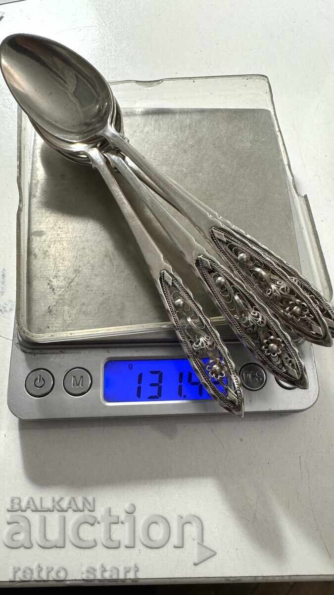 Сребърни лъжички 6 броя, проба 800 - 7 Сребърни лъжички 6 броя, проба 800 - 7