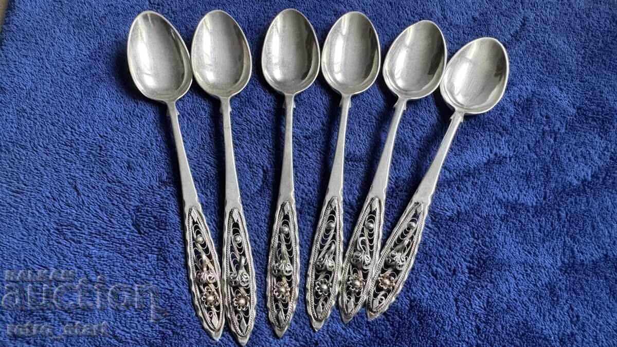 Сребърни лъжички 6 броя, проба 800 Сребърни лъжички 6 броя, проба 800