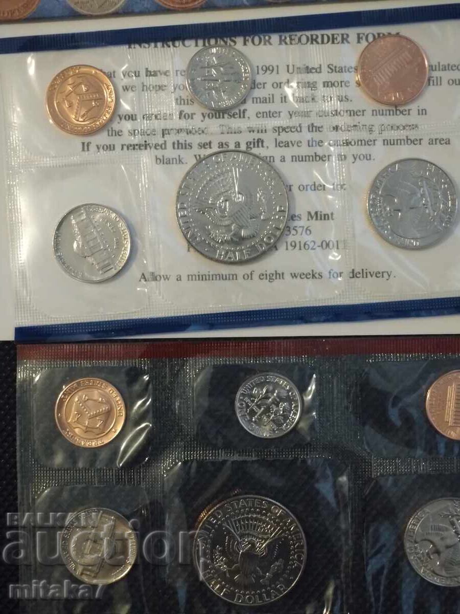 Set of 2 coin sets from 1991, USA - 6 Set of 2 coin sets from 1991, USA - 6