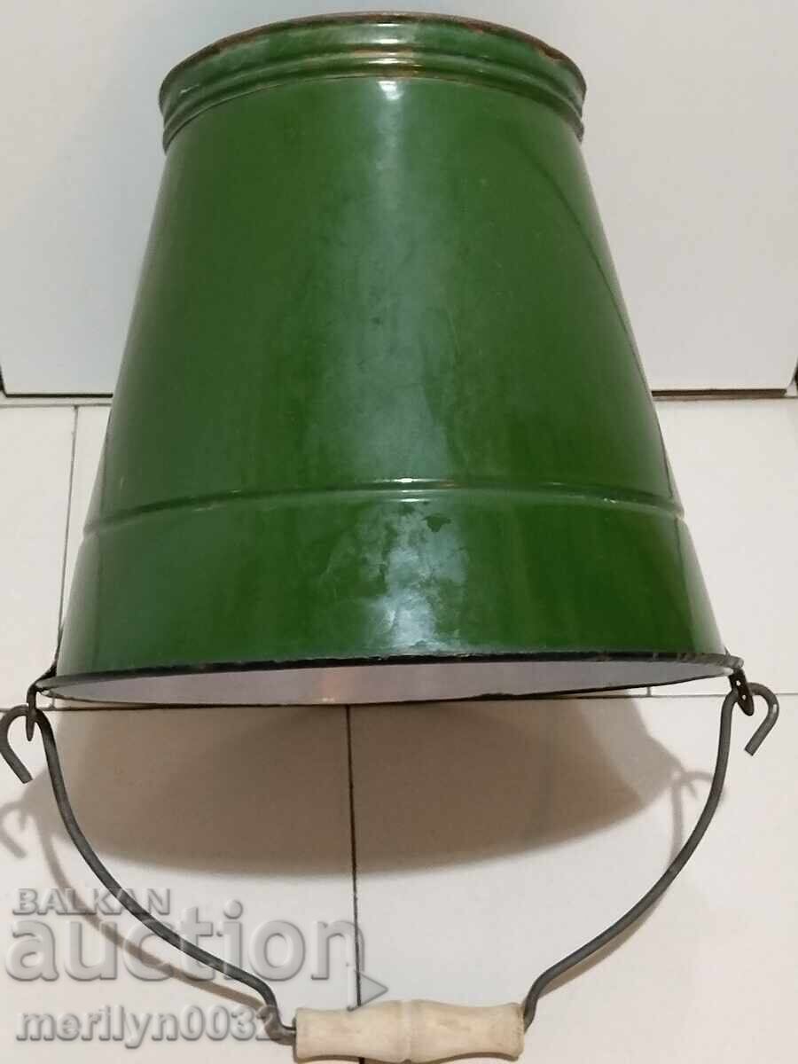 Βουλγαρική σιδερένια σμάλτου κουβάς από την σοσιαλιστική εποχή, σμαλτωμένο δοχείο, λεκάνη, Λαϊκή Δημοκρατία της Βουλγαρίας - 5