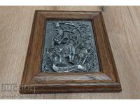 Panou metalic ramă lemn masiv pentru cunoscători