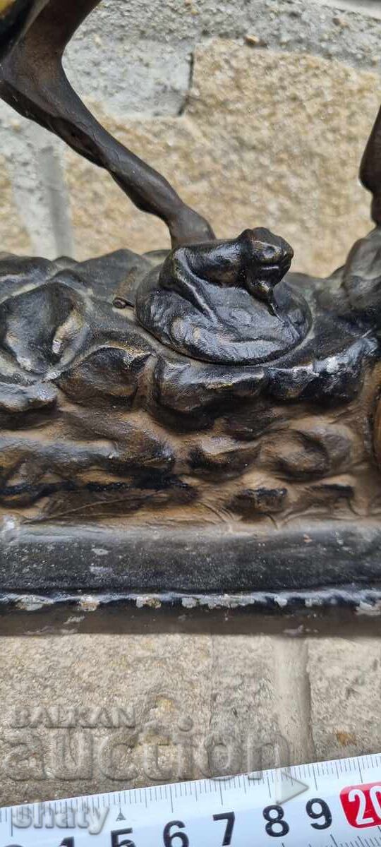 Old sculpture, figure of a deer. Clock. Inkwell - 5 Old sculpture, figure of a deer. Clock. Inkwell - 5