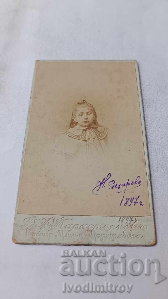Fotografie Tânăra fată 1897 Carton Fotografie Tânăra fată 1897 Carton