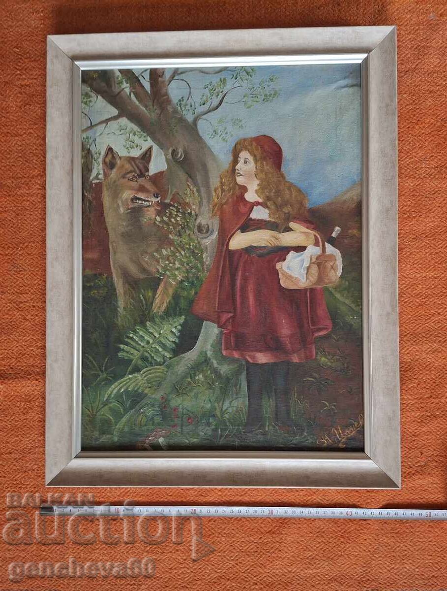 Δημοπρασία Η Κοκκινοσκουφίτσα, δεκαετία του '30, πίνακας ζωγραφικής του καλλιτέχνη Ν. Ιλιεφ