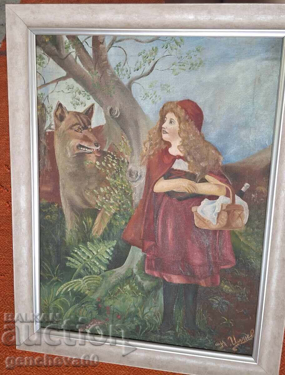 Παράδοση Η Κοκκινοσκουφίτσα, δεκαετία του '30, πίνακας ζωγραφικής του καλλιτέχνη Ν. Ιλιεφ