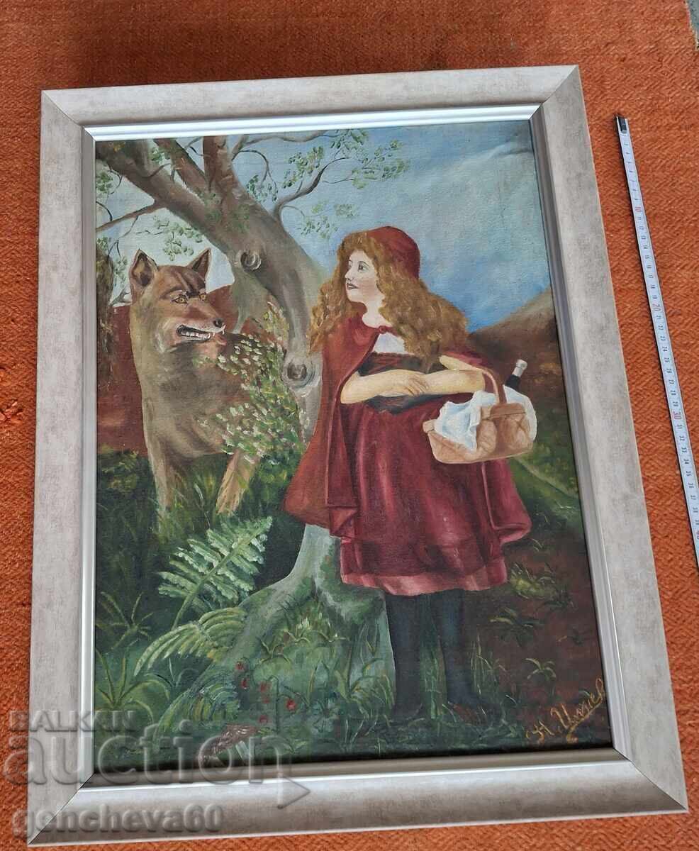 Η Κοκκινοσκουφίτσα, δεκαετία του '30, πίνακας ζωγραφικής του καλλιτέχνη Ν. Ιλιεφ - 7
