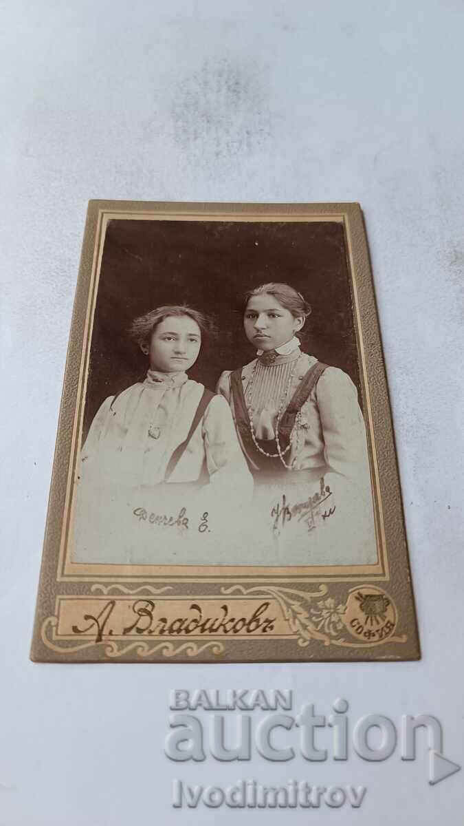 Fotografie Două fete tinere 1904 Carton