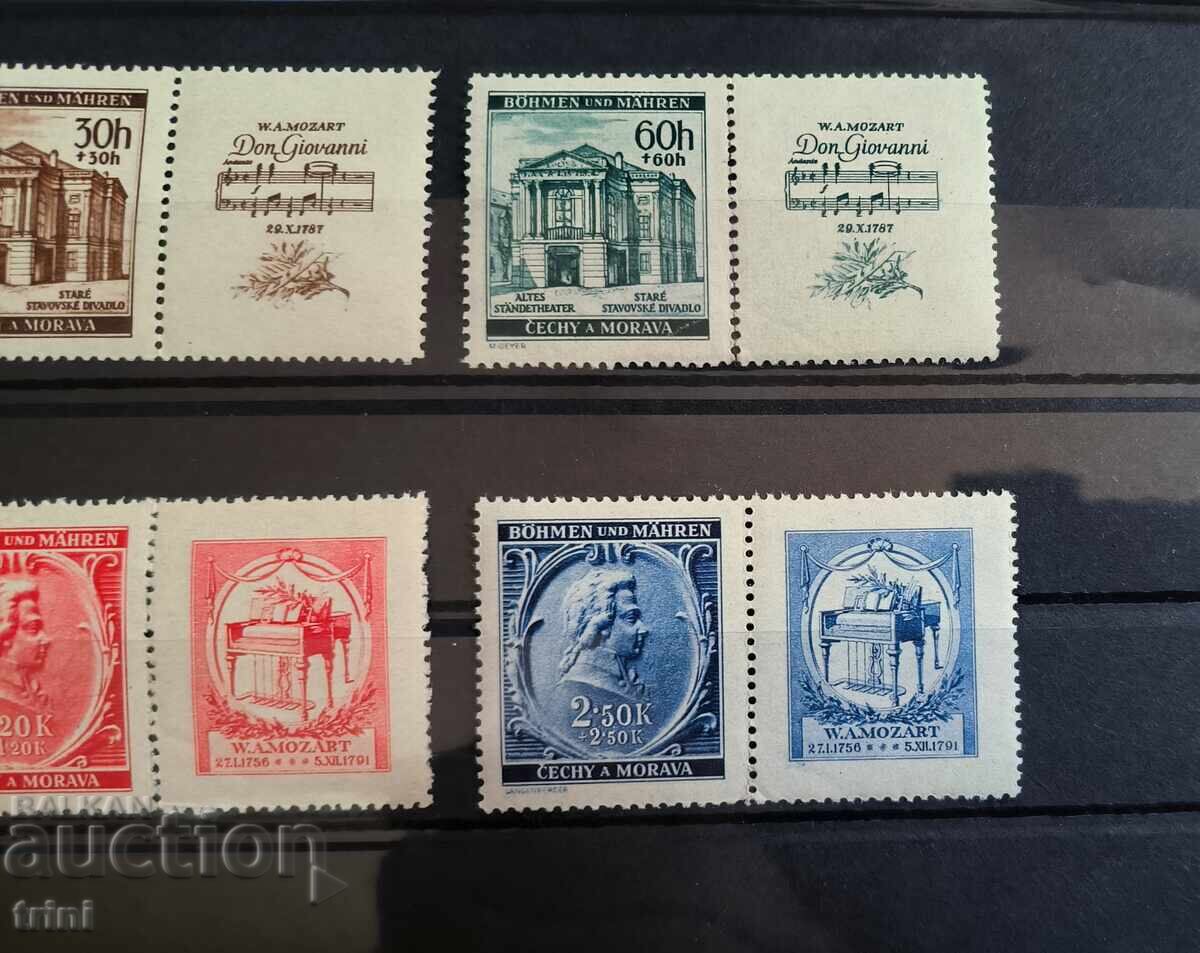 Аукцион Бохемия и Моравия 1941 Моцарт пълна серия MNH Аукцион Бохемия и Моравия 1941 Моцарт пълна серия MNH