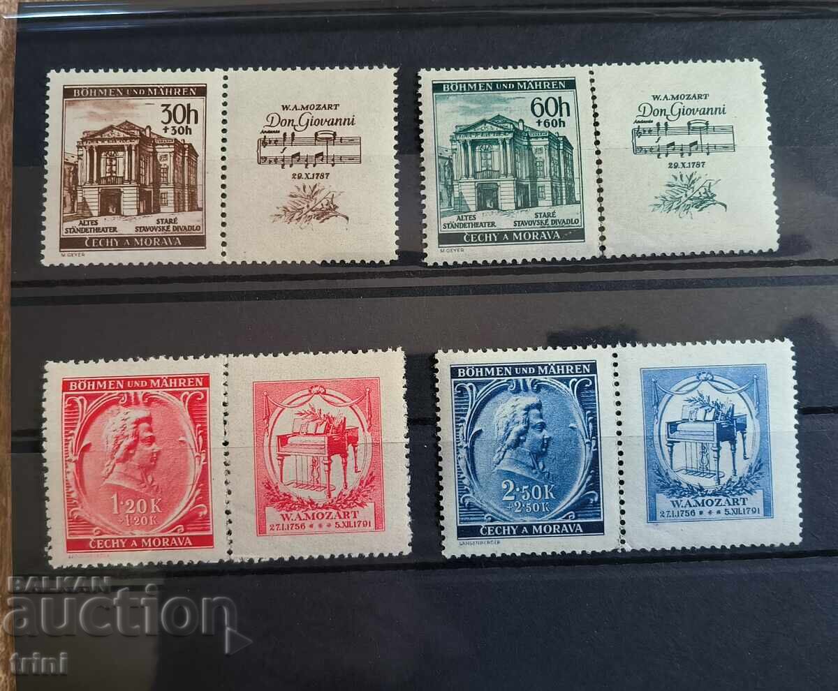 Бохемия и Моравия 1941 Моцарт пълна серия MNH Бохемия и Моравия 1941 Моцарт пълна серия MNH