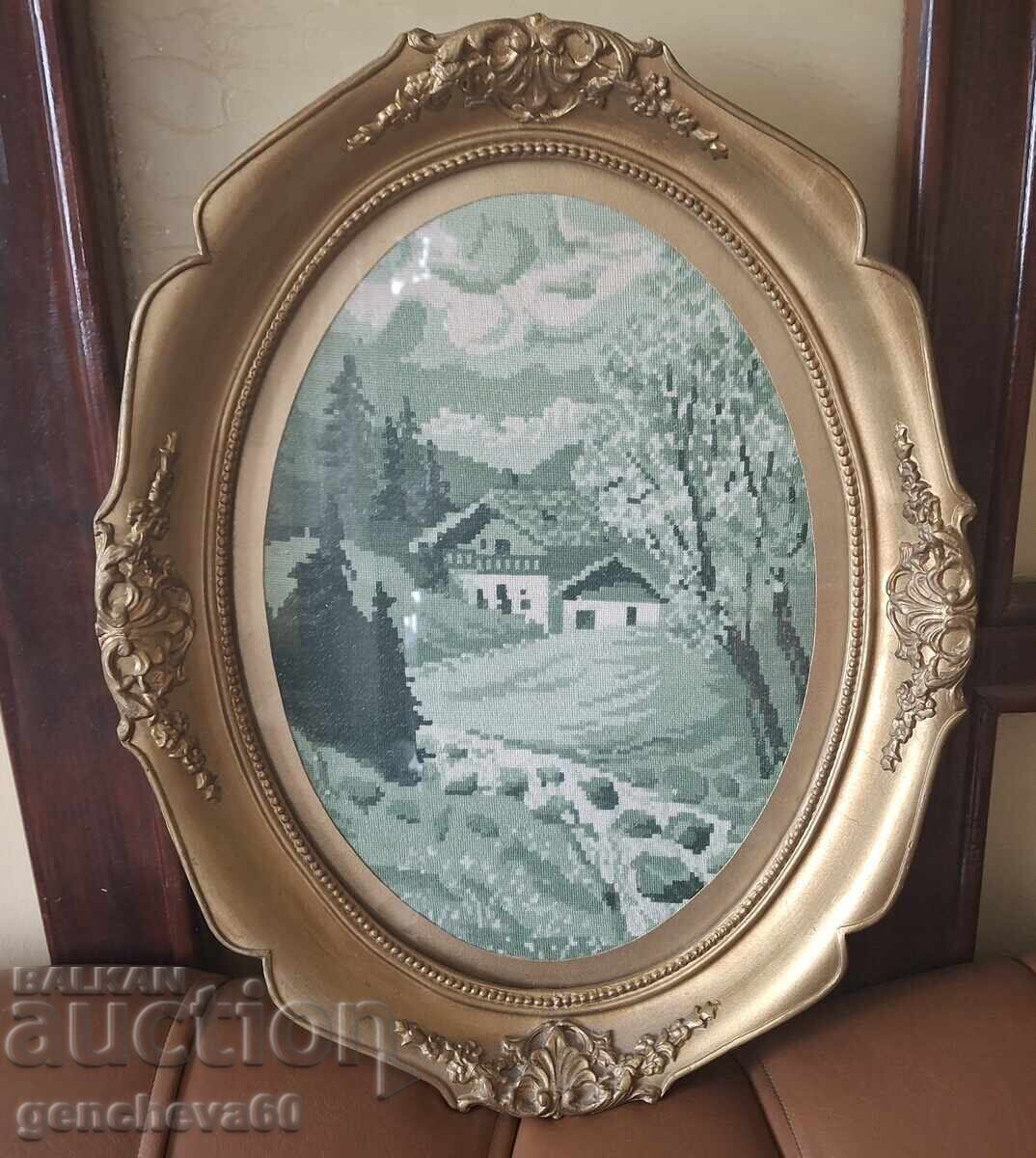Auction  Large tapestry, "Landscape" in a beautiful wooden frame