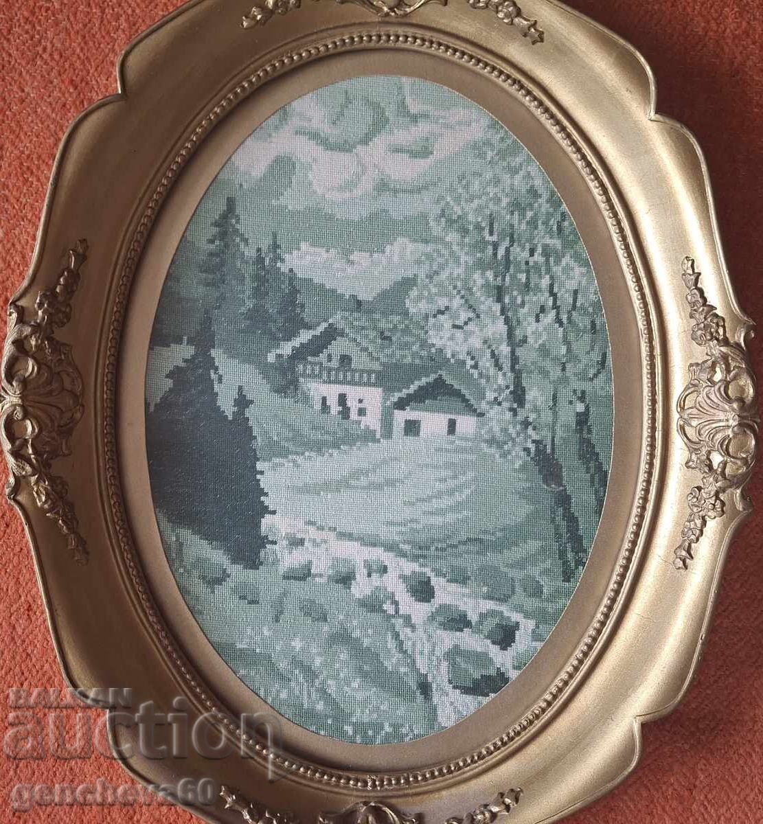 Delivery of Large tapestry, "Landscape" in a beautiful wooden frame