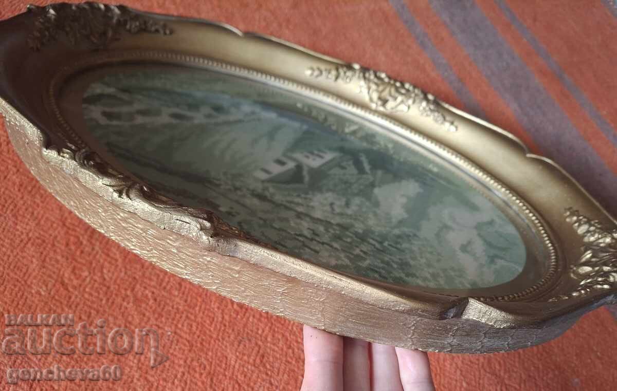 Large tapestry, "Landscape" in a beautiful wooden frame - 7