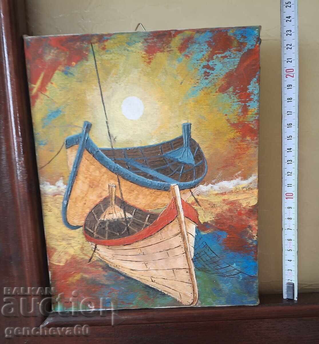 Tablou „Bărci” - ulei pe pânză - 5