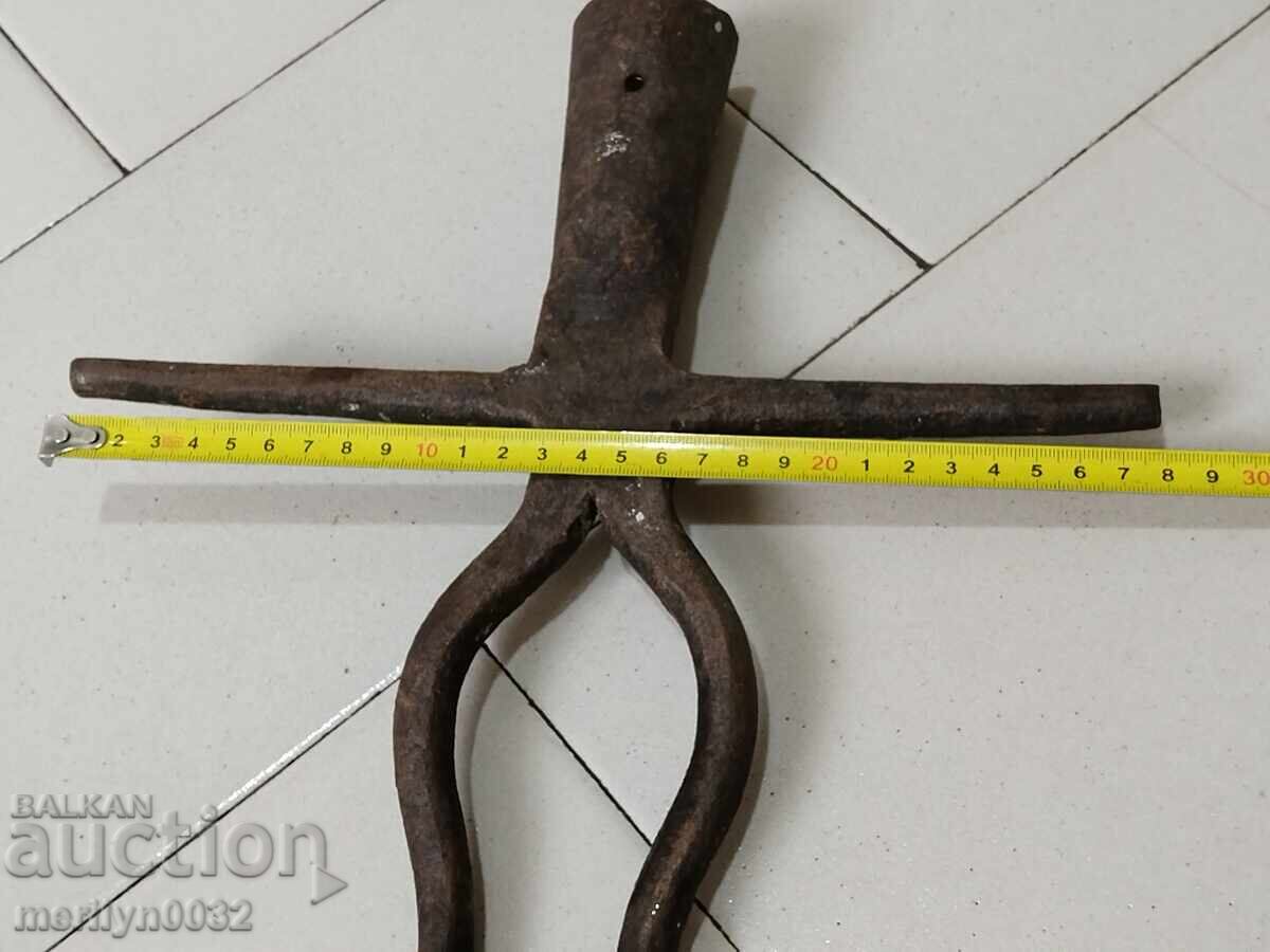 Old Wrought Two Prong, Pitchfork, Wrought Iron - 6