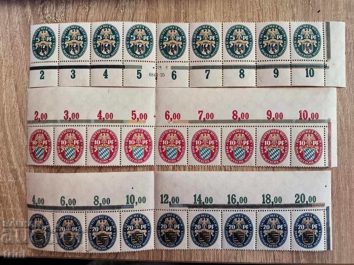 Imperiul German 1925. Serii complete de caritate MNH cu preț 480.00 BGN | € 245.42