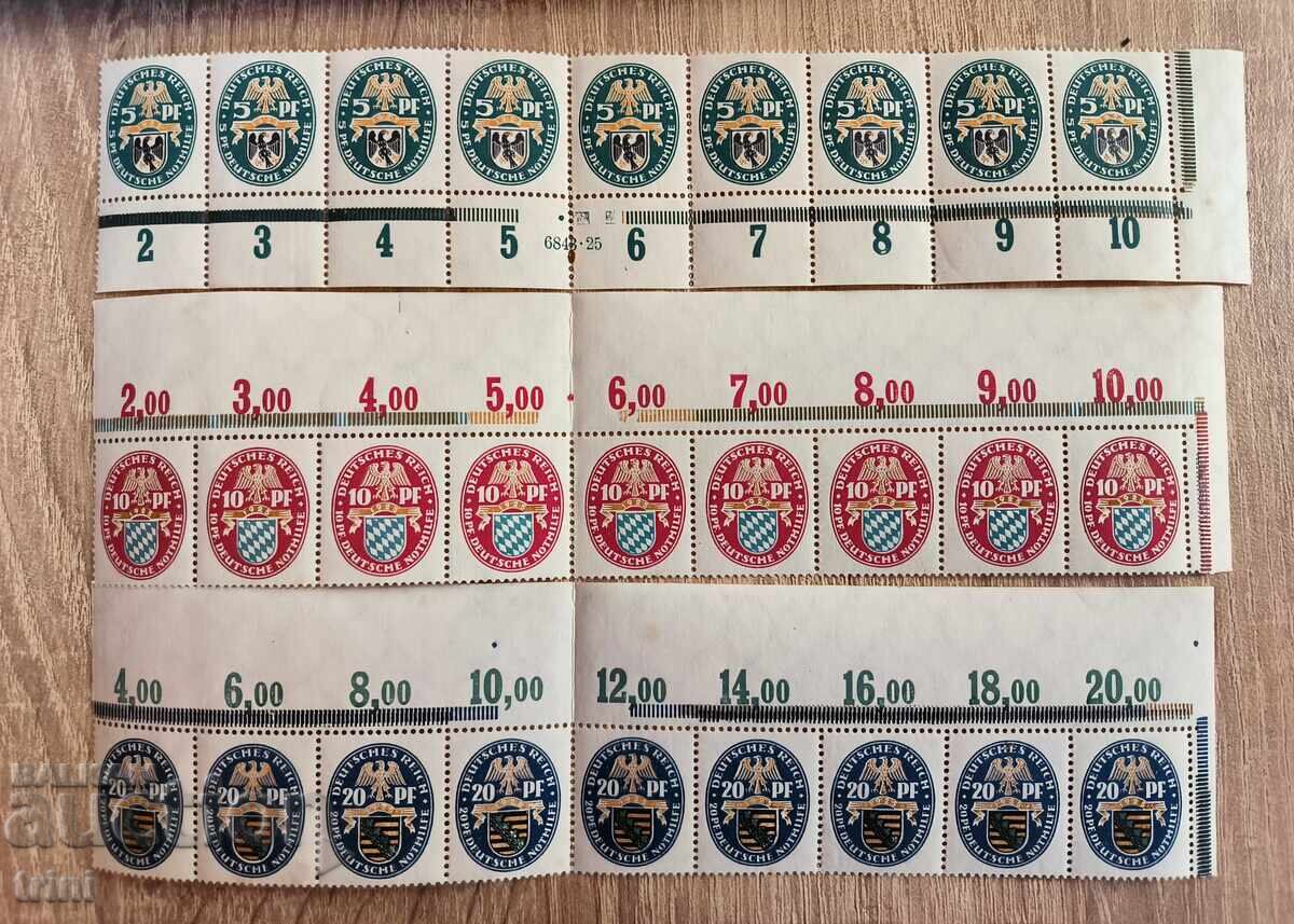 Imperiul German 1925. Serii complete de caritate MNH