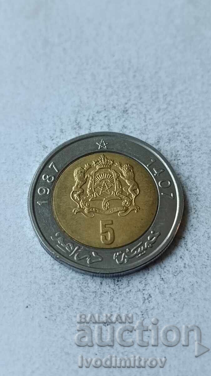 Мароко 5 дирхама 1987 Мароко 5 дирхама 1987