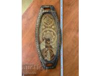 Tavă platou desen lemn pirogravură veche etnică