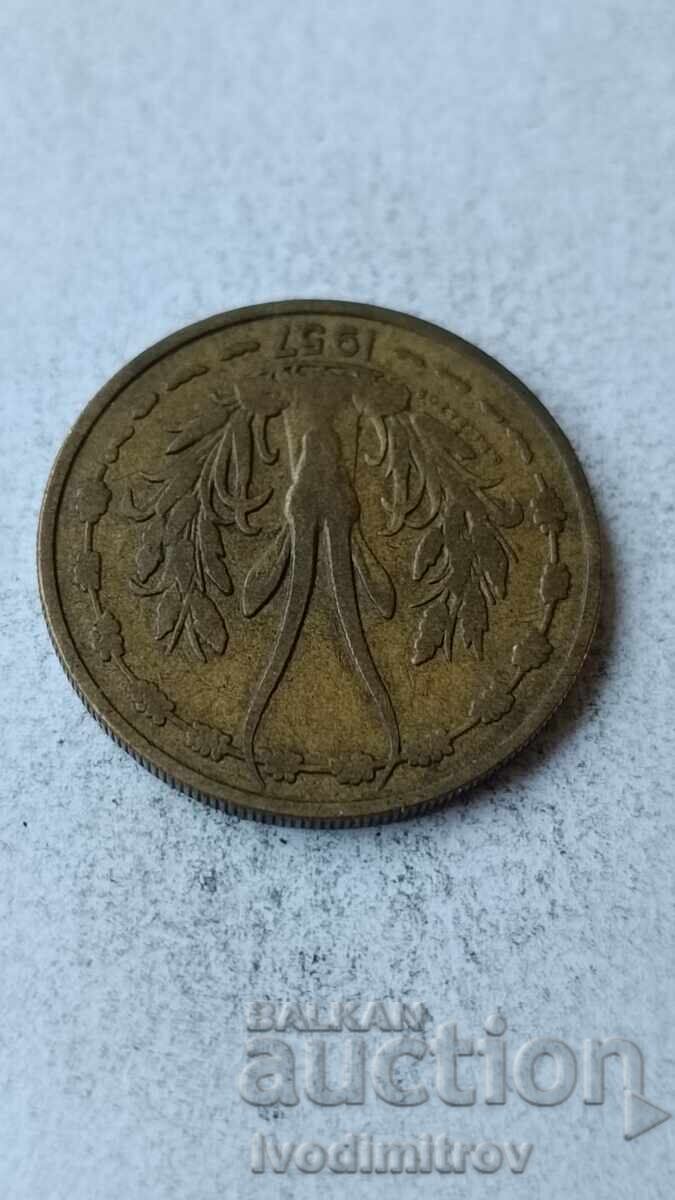West Africa 25 francs 1957 with price 2.85 BGN | € 1.46