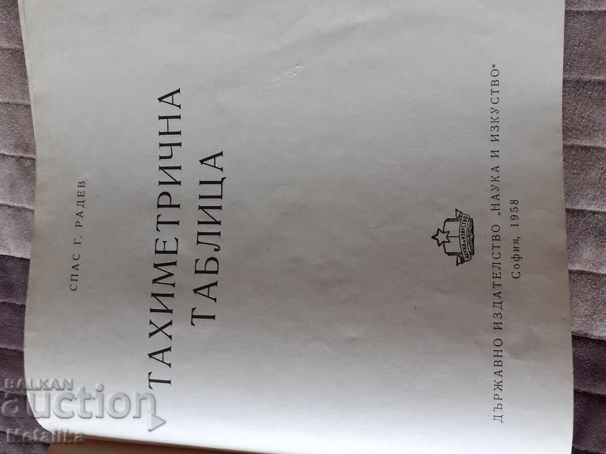 Книга Тахиметрична таблица с цена € 5.90 | 11.54 лв. Книга Тахиметрична таблица с цена € 5.90 | 11.54 лв.