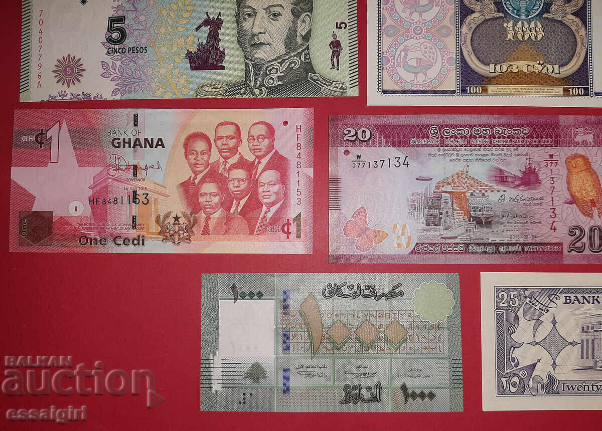 Auction  LOT OF 11 UNCIRCULATED BANKNOTES FROM THE WORLD