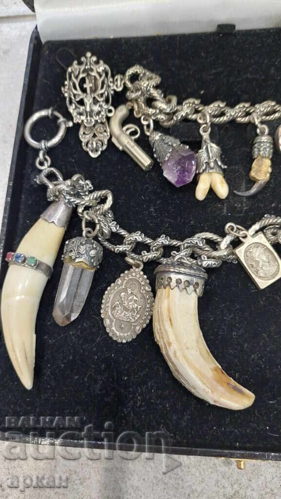 Auction  Bavaria - silver award hunting necklace - 2 pieces