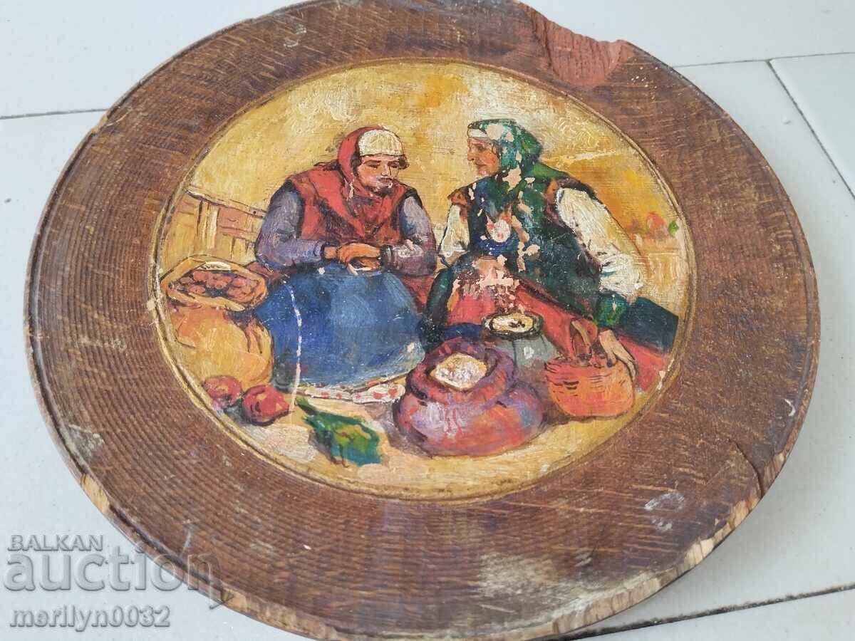 Painted wooden plate, small wooden picture with price 189.90 BGN | € 97.09
