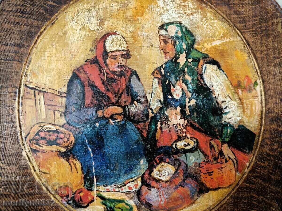 Delivery of Painted wooden plate, small wooden picture