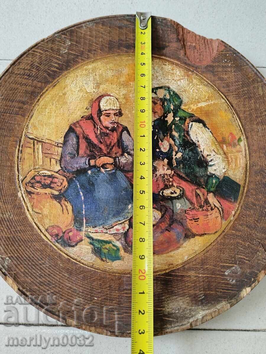 Painted wooden plate, small wooden picture - 6