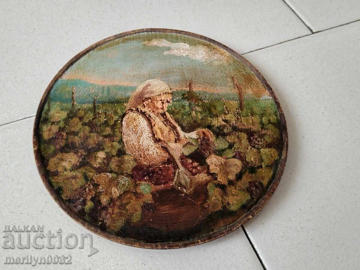 Painted wooden plate, small wooden picture with price 189.90 BGN | € 97.09