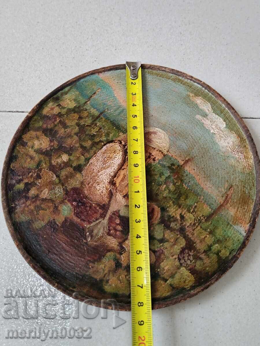 Delivery of Painted wooden plate, small wooden picture