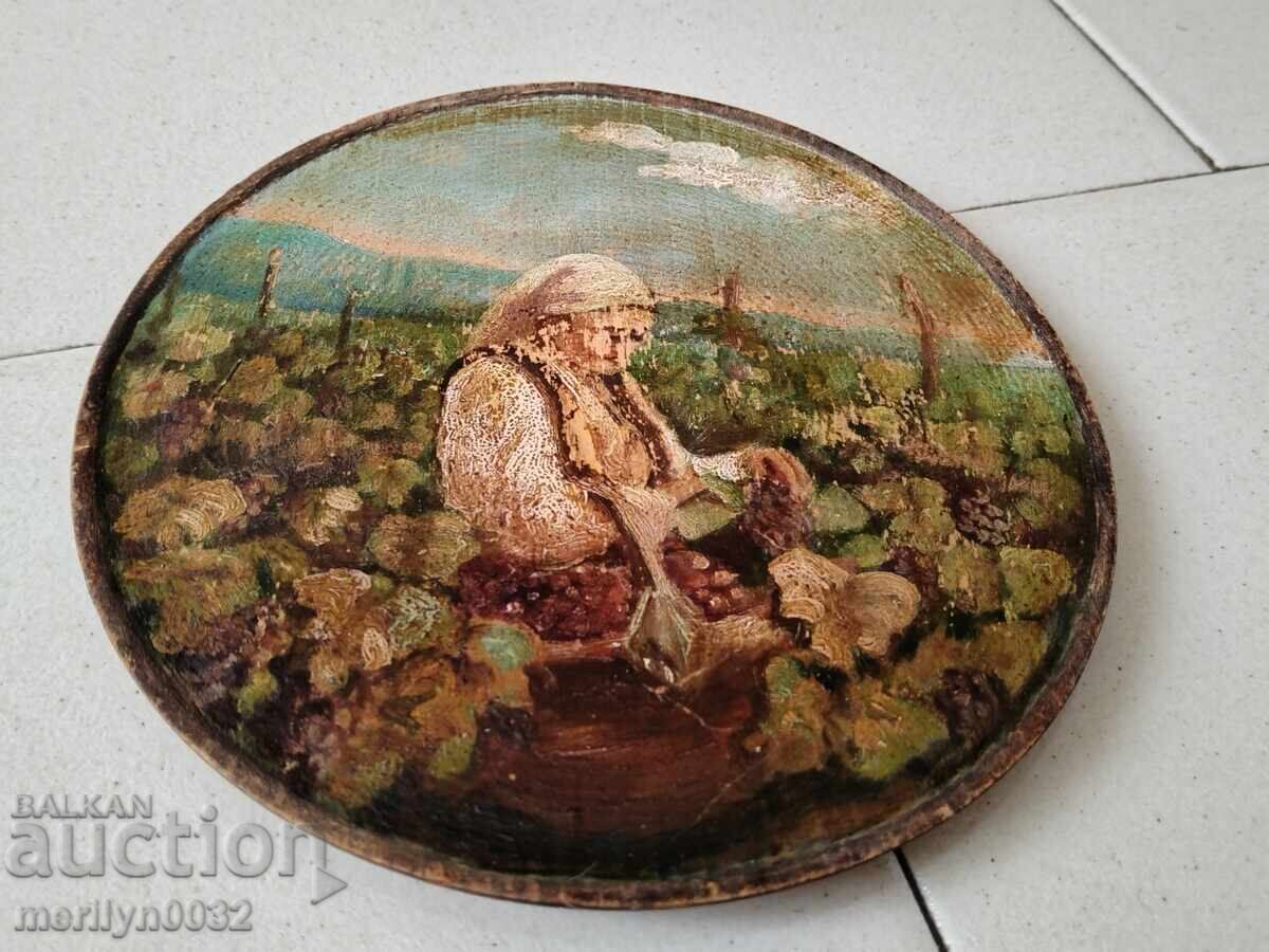 Painted wooden plate, small wooden picture - 5