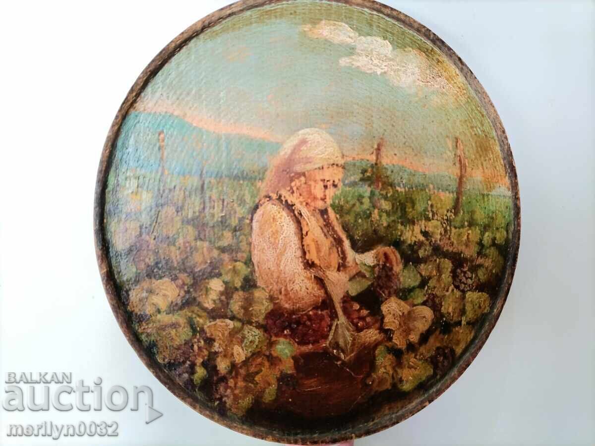 Painted wooden plate, small wooden picture - 7