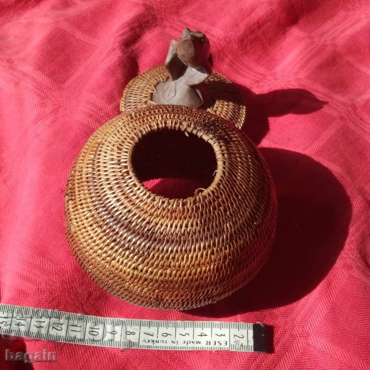 Ritual vessel, wood, rattan - 6