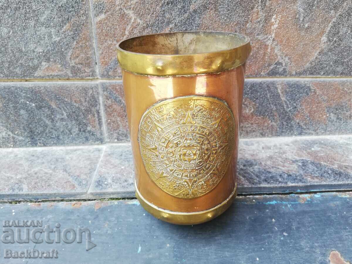 Медна Чаша с Обков Месинг ,Халба Календар на Маите,Ацтеки