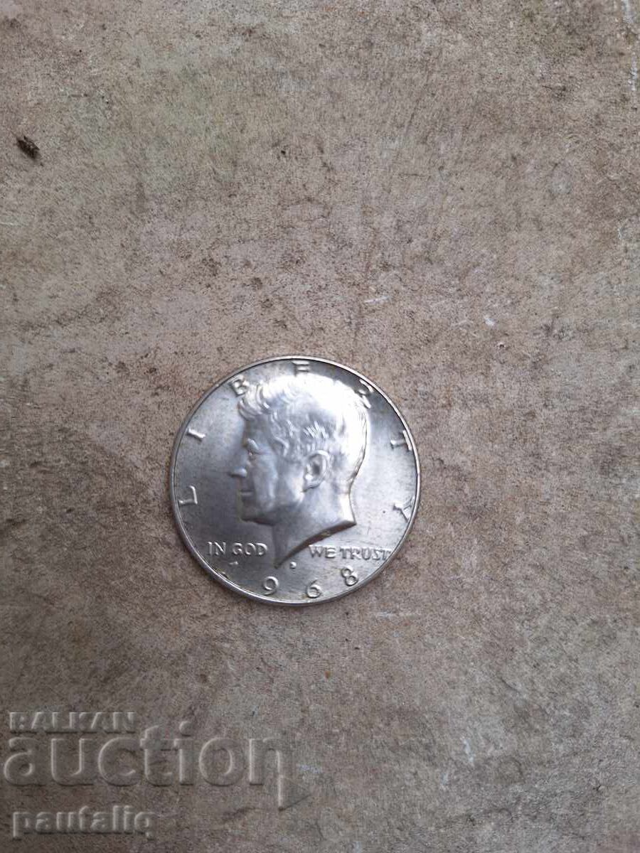 Халф долар 1968 г Сребро САЩ Халф долар 1968 г Сребро САЩ