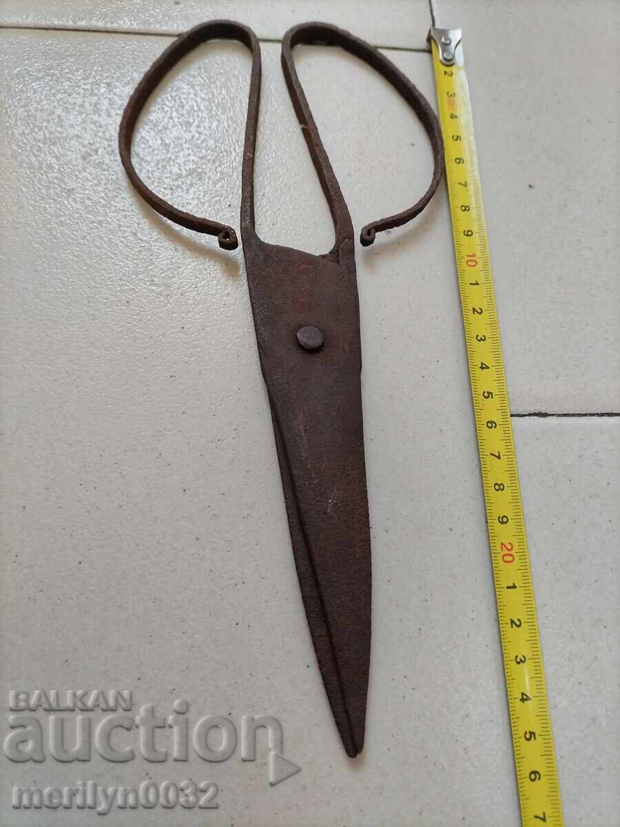 Auction  Old forged scissors, knife, wrought iron scissors