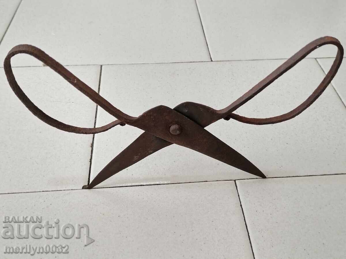 Old forged scissors, knife, wrought iron scissors