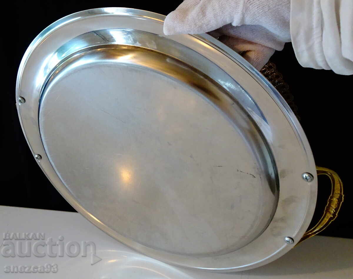 Παράδοση Δίσκος, πιατέλα Gold 24 K, 42 εκ., με χερούλια Παράδοση Δίσκος, πιατέλα Gold 24 K, 42 εκ., με χερούλια