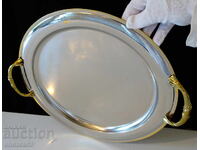 Tavă, platou Gold 24 K, 42 cm, cu mânere