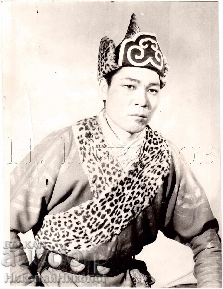 FOTOGRAFIE VECHE MARE MONGOLIA MONGOL ÎN COSTUM POPULAR D999