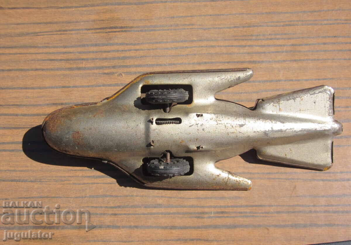 Veche jucărie metalică din tablă, rachetă spațială - 7