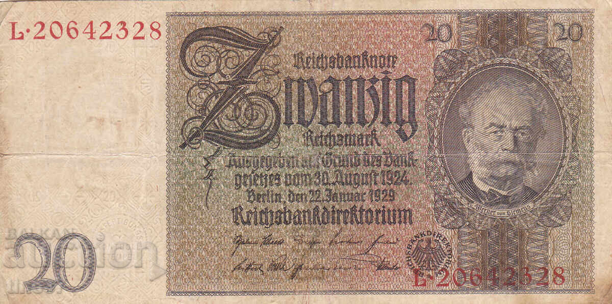 tino37- ΓΕΡΜΑΝΙΑ - 20 ΕΝΣΗΜΑ - 1929- F με τιμή 4.30 BGN | € 2.20 tino37- ΓΕΡΜΑΝΙΑ - 20 ΕΝΣΗΜΑ - 1929- F με τιμή 4.30 BGN | € 2.20