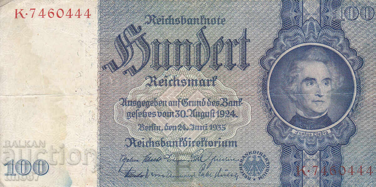tino37- ГЕРМАНИЯ - 100 МАРКИ - 1935г- F+ с цена 4.90 лв. | € 2.51 tino37- ГЕРМАНИЯ - 100 МАРКИ - 1935г- F+ с цена 4.90 лв. | € 2.51