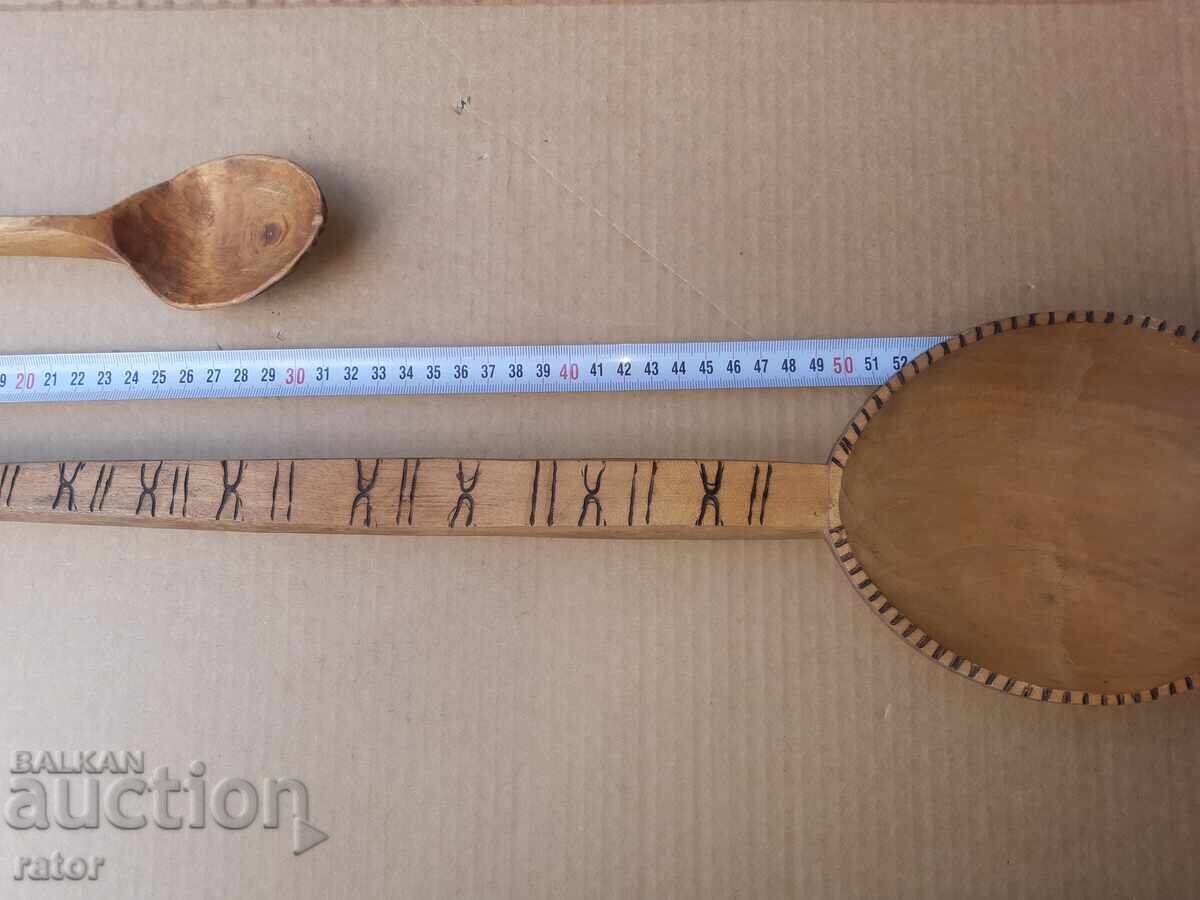 Δημοπρασία Ogromνη ξύλινη κουτάλα, σπάτουλα, κουτάλια - 2 τεμάχια