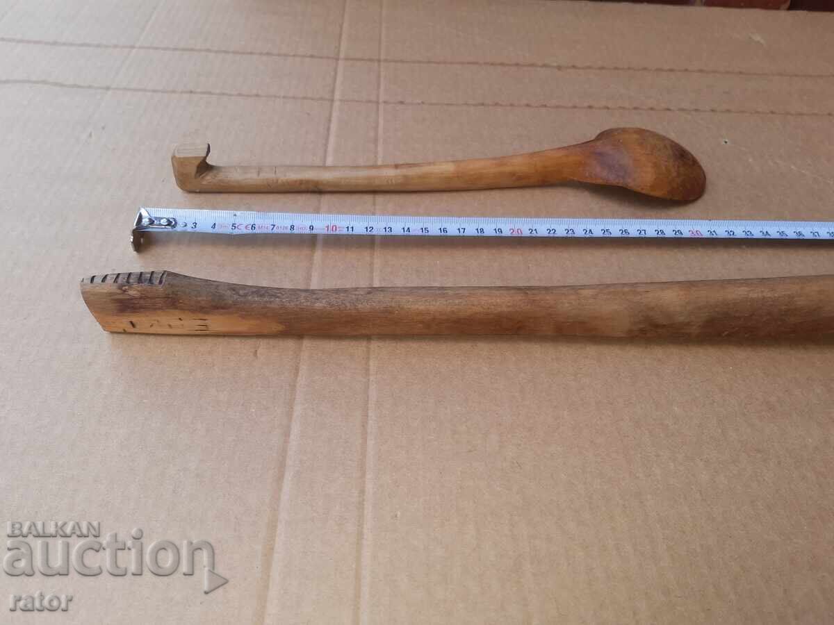 Огромна  дървена лъжица , черпак ,  лъжици - 2 броя - 6