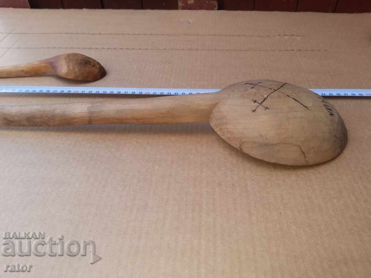 Ogromνη ξύλινη κουτάλα, σπάτουλα, κουτάλια - 2 τεμάχια - 7