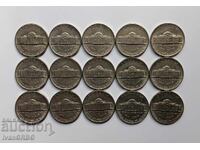 5 λεπτά ΗΠΑ 1976 - 1990 15 νομίσματα διαδοχικών ετών Αμερική 76-